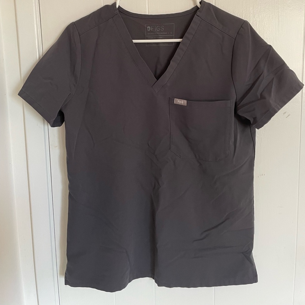 Figs scrub top - charcoal